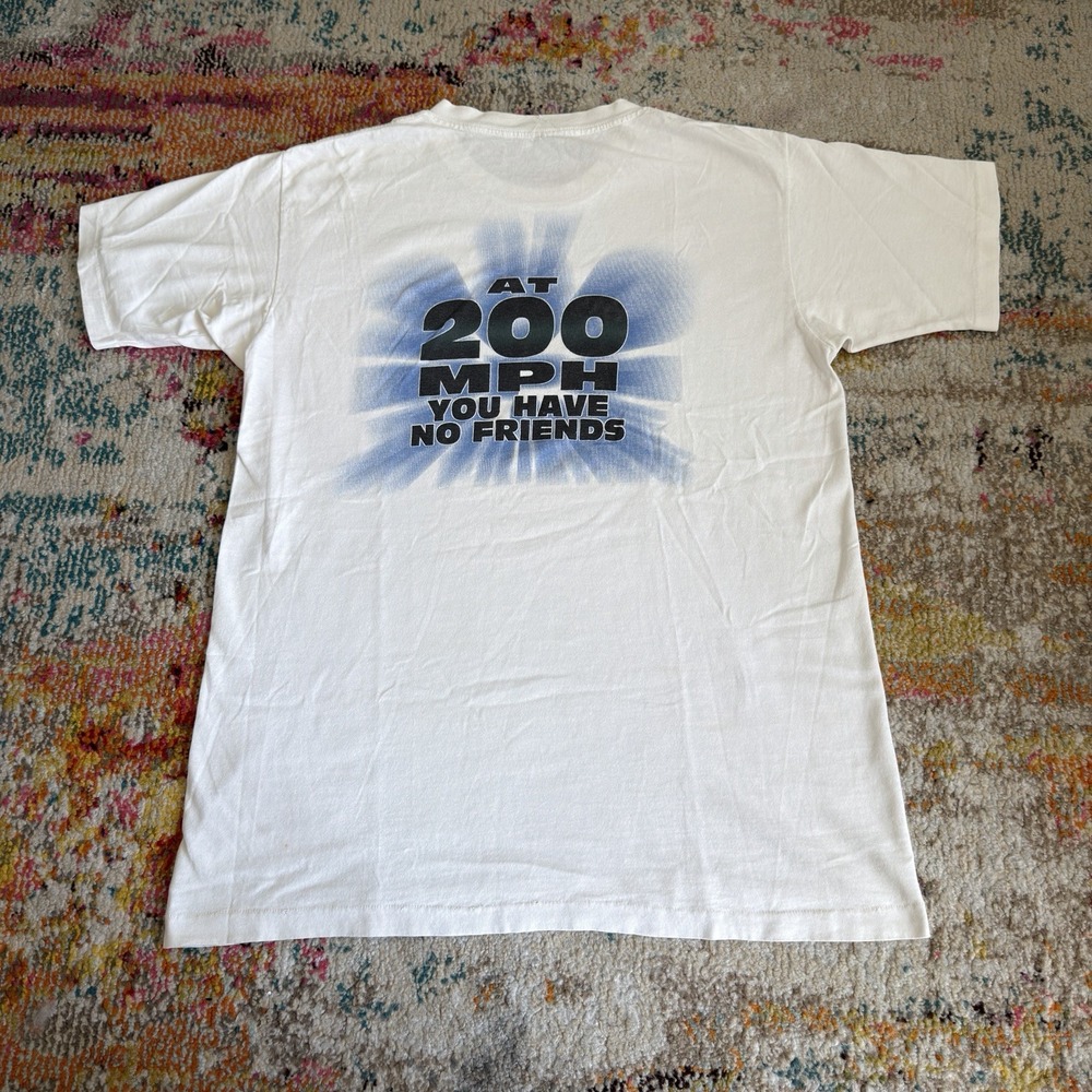 Vintage 90s No Fear "At 200 MPH You Have No Friends" T-Shirt White Men's XL
